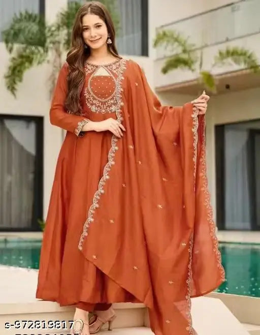 Women Embroidered Kurta Set with Dupatta | Kurta Palazzo Set for Women | Ethnic Wear Kurta Set | Festive Party Wedding Traditional Wear for Girls & Ladies